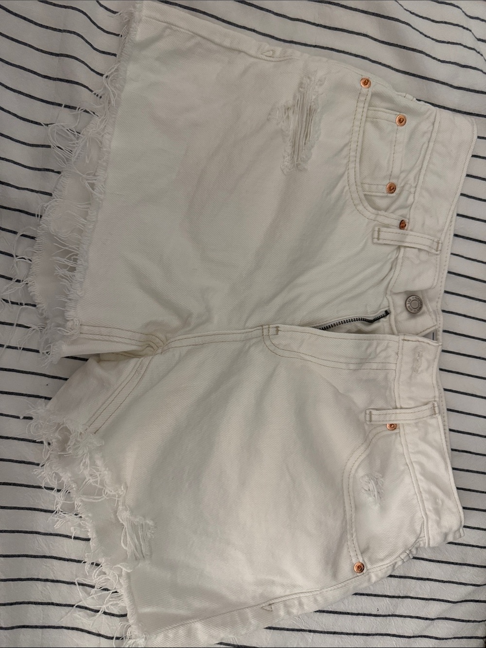 GAP White Frayed Hem Denim Shorts